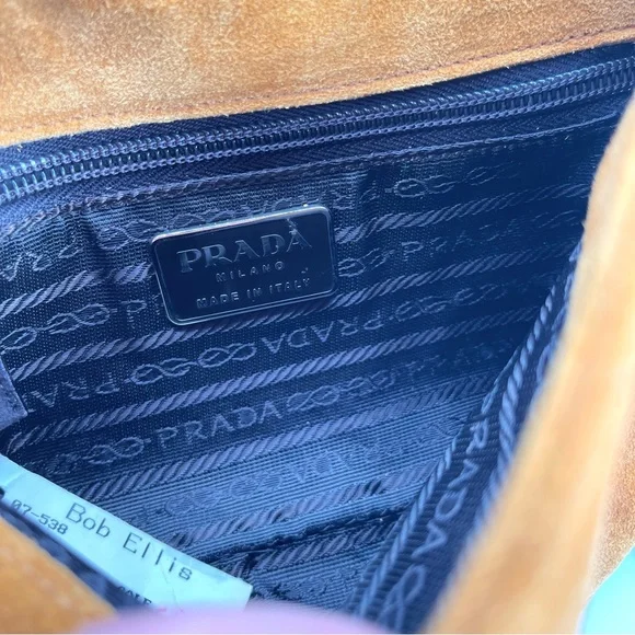 Prada Authentic Vintage 90’s Rare Two Tone Brown Shoulder Bag Suede NWT - Picture 10 of 16